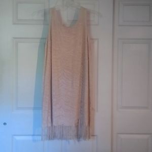 Gold shimmer fringe knit dress